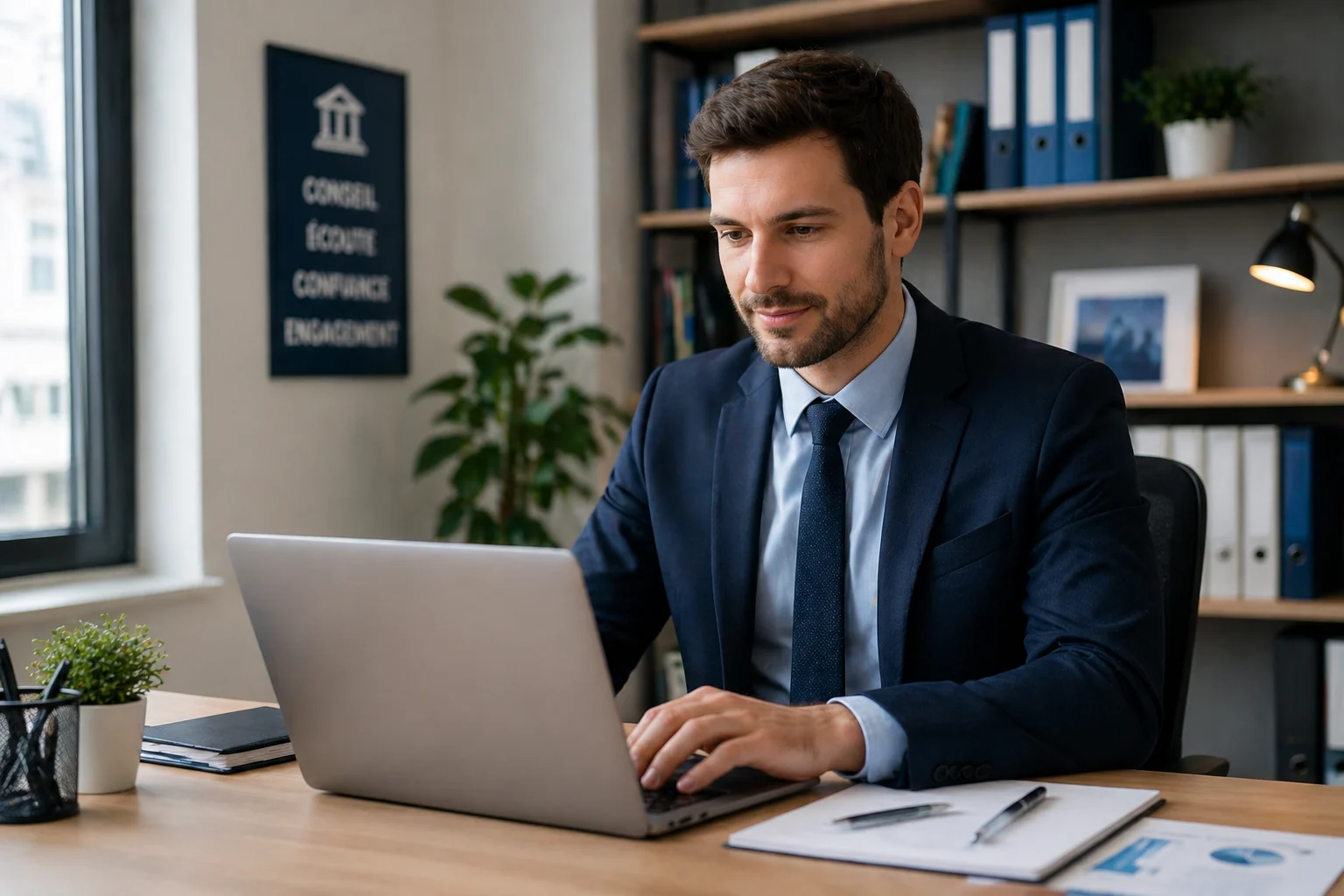 conseiller bancaire en rendez-vous avec un client en agence