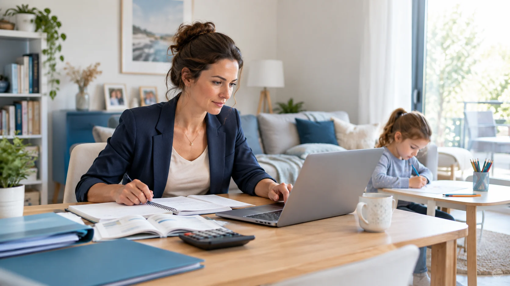 Mère de famille en reprise d’activité suivant une formation de comptable assistant en ligne
